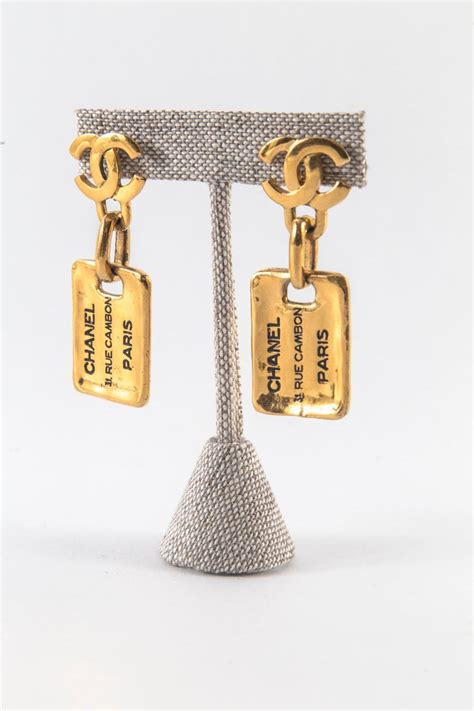 chanel dog tag earrings|chanel earrings for sale.